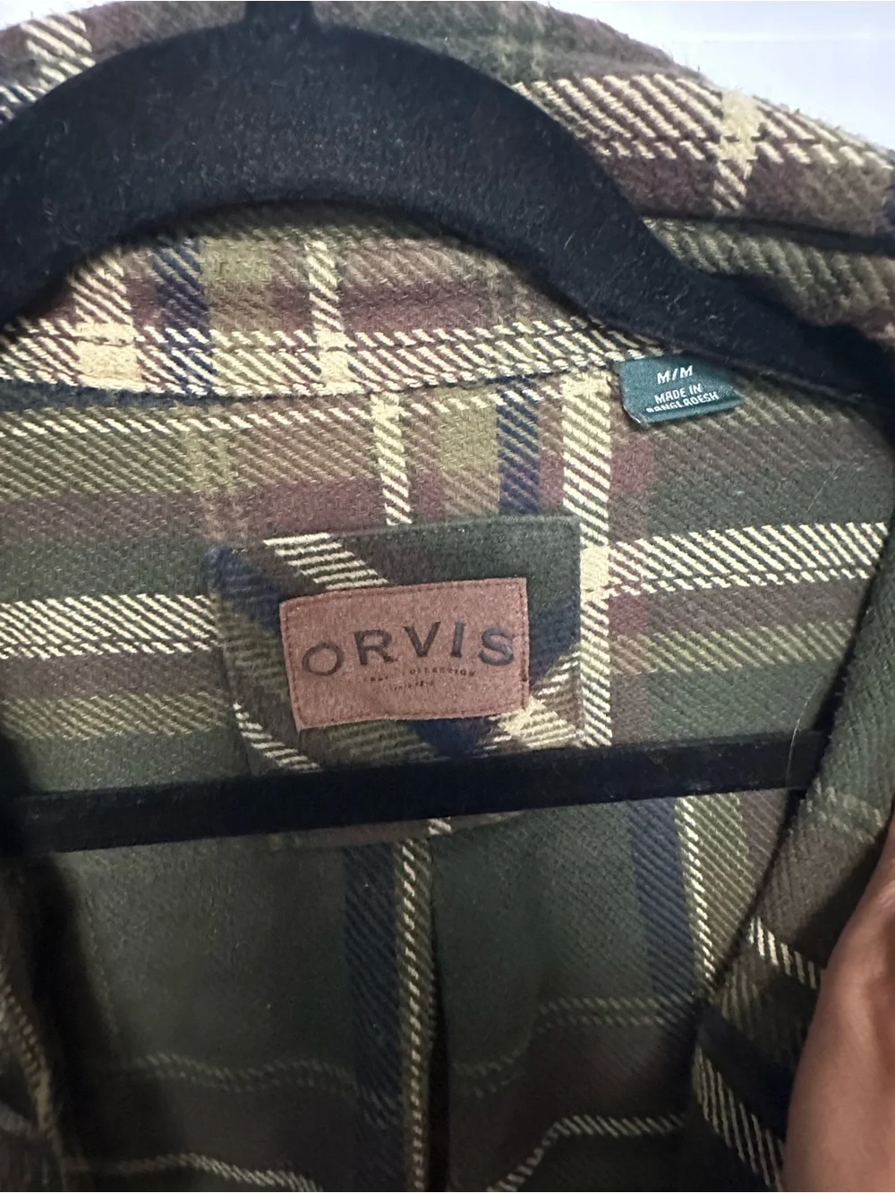 Orvis Olive and Cream Plaid Lightweight Shirt Jacket